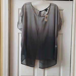 GREY SHEER OMBRE CHIFFON BLOUSE